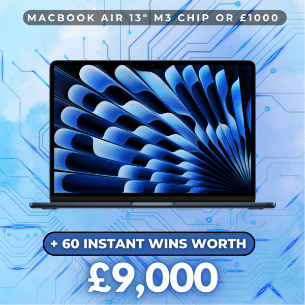 New 13&rdquo; MacBook Air (M3 Chip) or &pound;1000 + &pound;9000 in instant wins